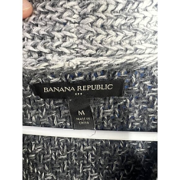 Banana Republic Mens Shawl Collar Cardigan Sweater M Gray Knit Cotton - Picture 5 of 5